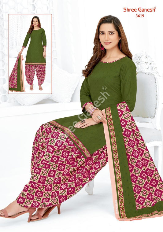 SG 3619 Readymade Cotton Printed Patiyala Suit Designer Suits Shree Ganesh 