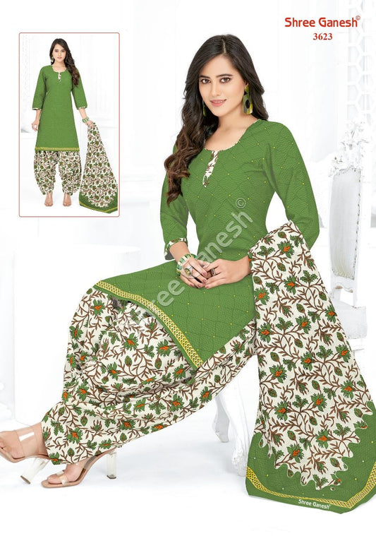 SG 3623 Readymade Cotton Printed Patiyala Suit Designer Suits Shree Ganesh 