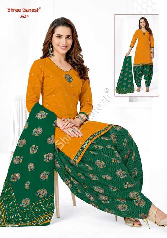 SG 3634 Readymade Cotton Printed Patiyala Suit Designer Suits Shree Ganesh 