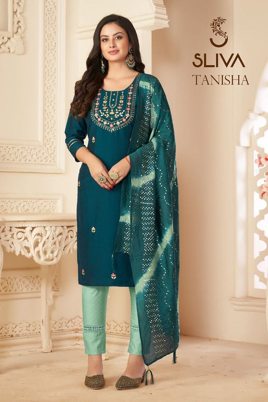 Tanisha Chinon silk with Handwork Designer Suit Designer Suits Tanisha 