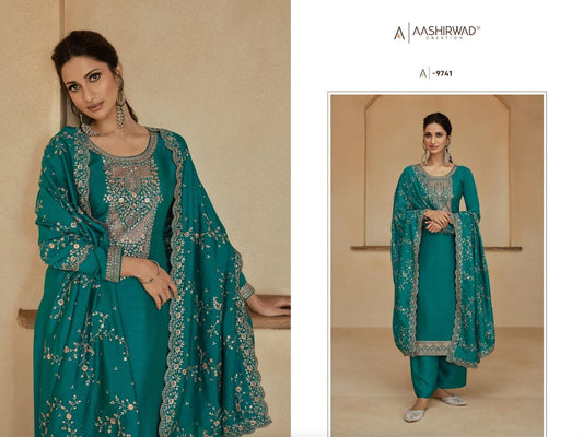 Turquoise Aashirwad Gulkand Glory Silk Designer Salwar Suit Designer Suits Shopin Di Apparels 