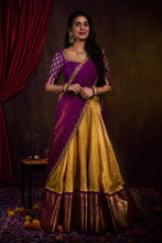 Load image into Gallery viewer, VZ 1004 Kanjiveram Silk Pure Zari Half Saree Half Saree Shopindiapparels.com 