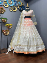 Load image into Gallery viewer, White Pink Designer Soft Net 3pc Lehenga Choli 3pc Lehenga Shopindiapparels.com 
