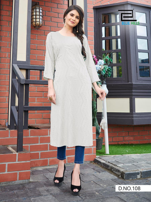 White Plus Size Plain Kurti with lucknow work Shopindiapparels.com 