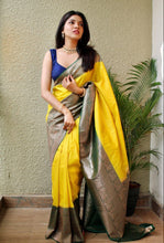 Load image into Gallery viewer, Yellow Kadwa Weave Lichi Banarasi Saree shopindi.sg 

