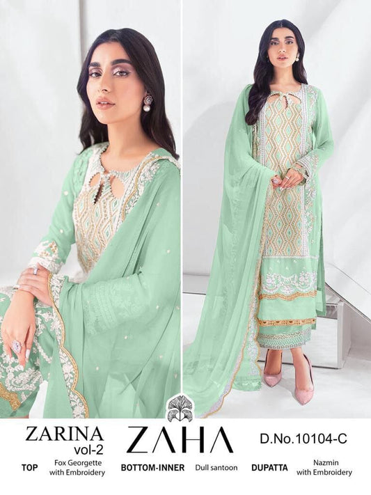 Zaha Zarina Designer Pakistani Suit in 4 colors Designer Suits Zaha 