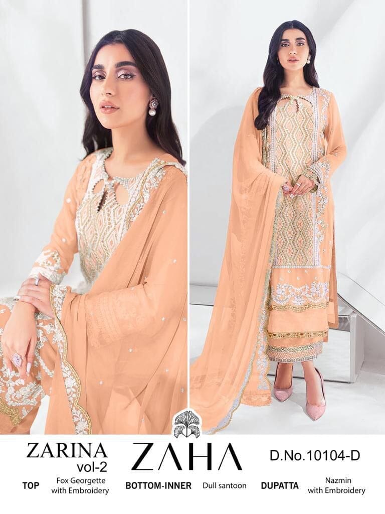 Zaha Zarina Designer Pakistani Suit in 4 colors Designer Suits Zaha 