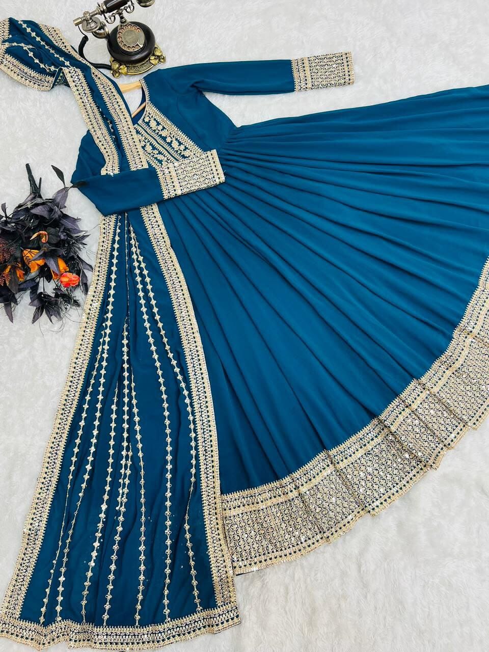 Gorgeous Black Color Sequence Work Gown With Heavy Dupatta
