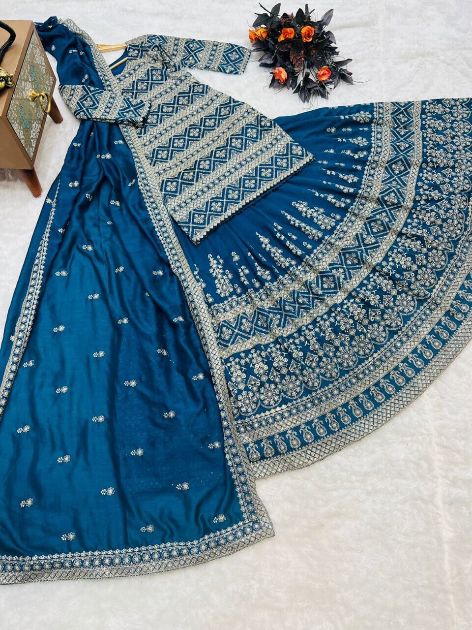 ZD-10012 Silk Sequence work Heavy Readymade 3pc Lehenga Suit Designer Suits shopindi.sg 